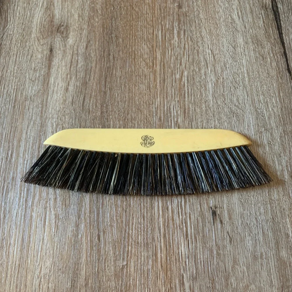 Vintage 1920s German Clothes Brush Monogrammed Celluloid Handle Art Deco